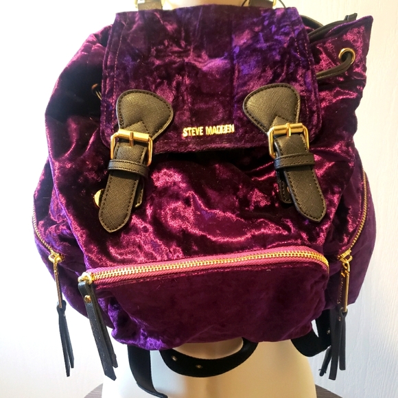Steve Madden Handbags - Steve Madden Purple Velvet Mini Backpack